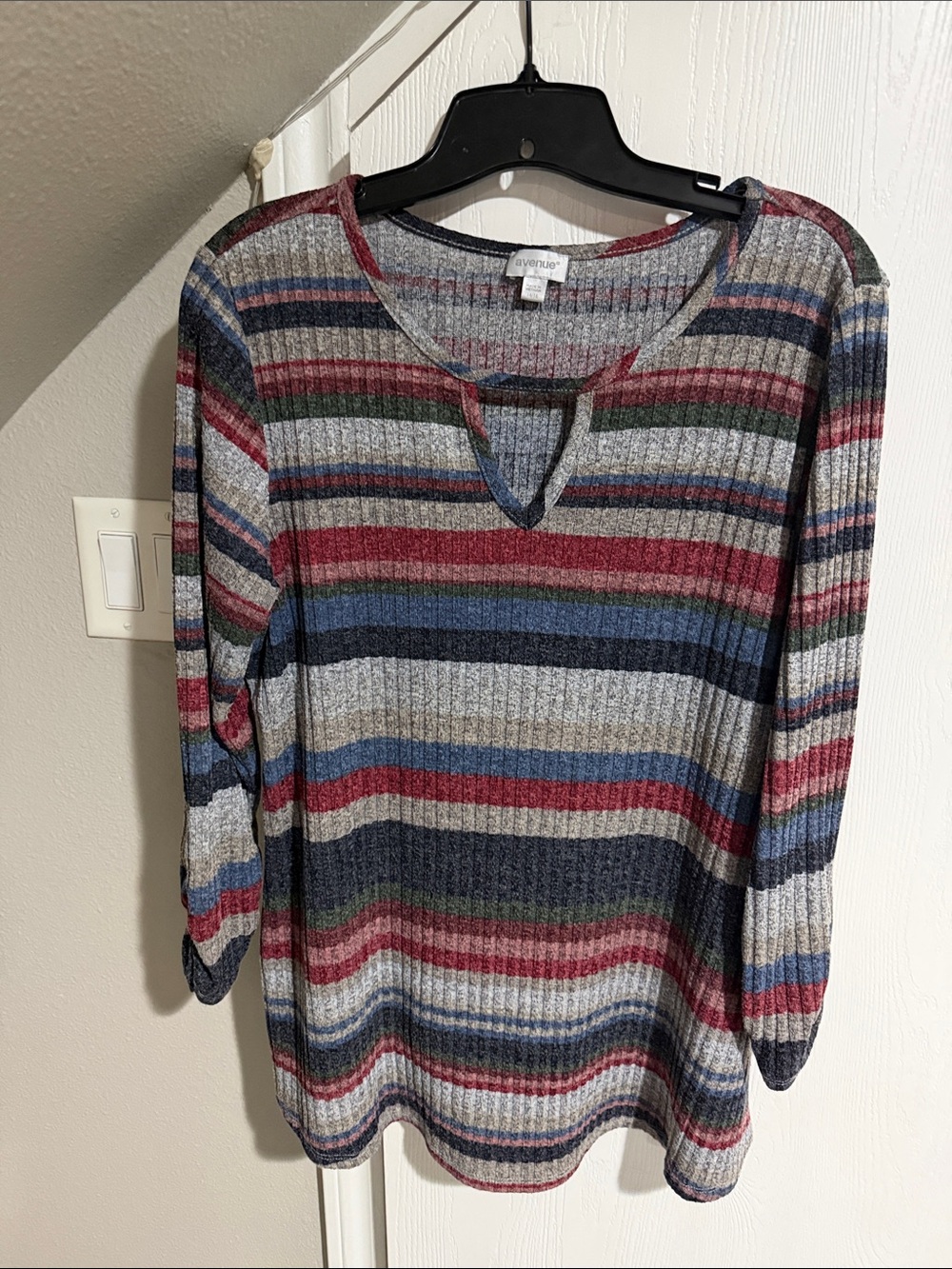 Avenue Striped Knit Top in Red, Blue, Green, Gray
